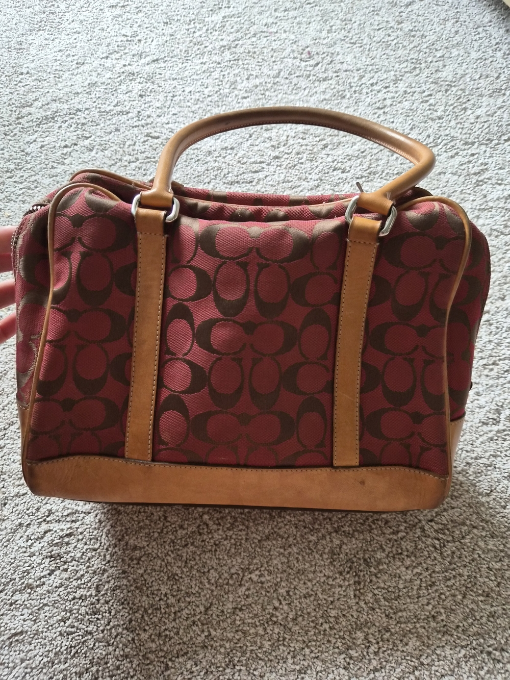 Vintage Coach Signature Satchel in Red and Tan